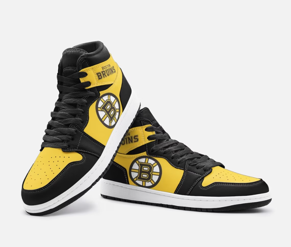 Ideafootwear Boston Bruins AJ1 High Sneakers Shoes For Men And Women 14