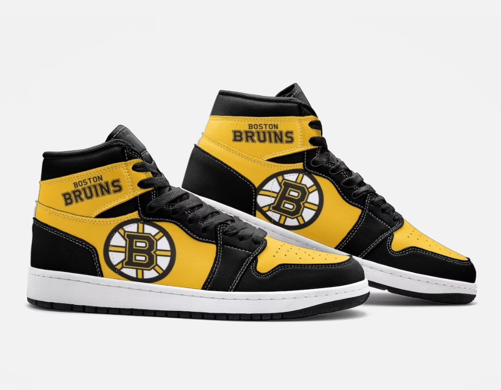 Ideafootwear Boston Bruins AJ1 High Sneakers Shoes For Men And Women 14