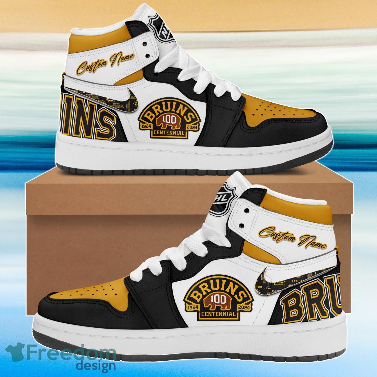 Ideafootwear Boston Bruins AJ1 High Sneakers Shoes For Men And Women 2