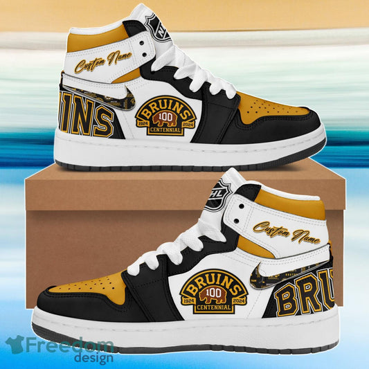 Ideafootwear Boston Bruins AJ1 High Sneakers Shoes For Men And Women 2