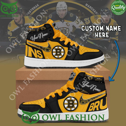 Ideafootwear Boston Bruins AJ1 High Sneakers Shoes For Men And Women 15