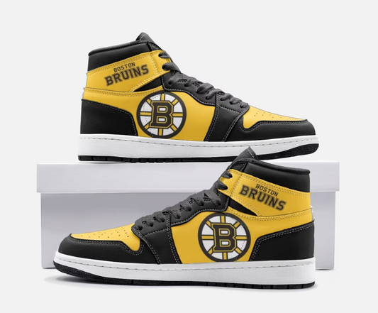 Ideafootwear Boston Bruins AJ1 High Sneakers Shoes For Men And Women 14