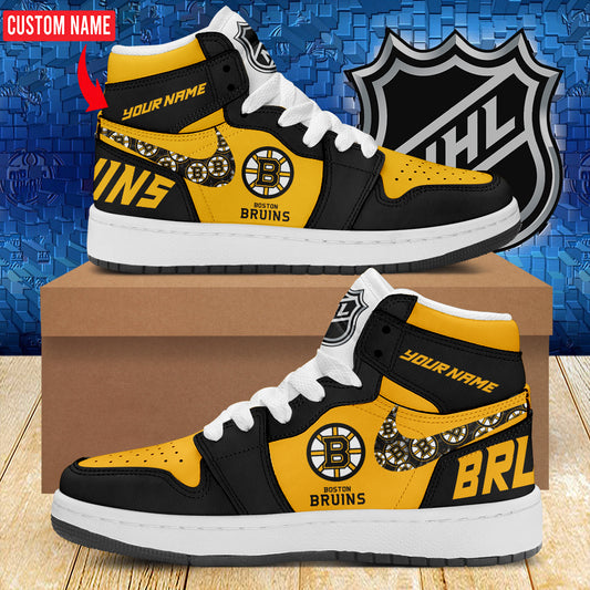 Ideafootwear Boston Bruins AJ1 High Sneakers Shoes For Men And Women 12