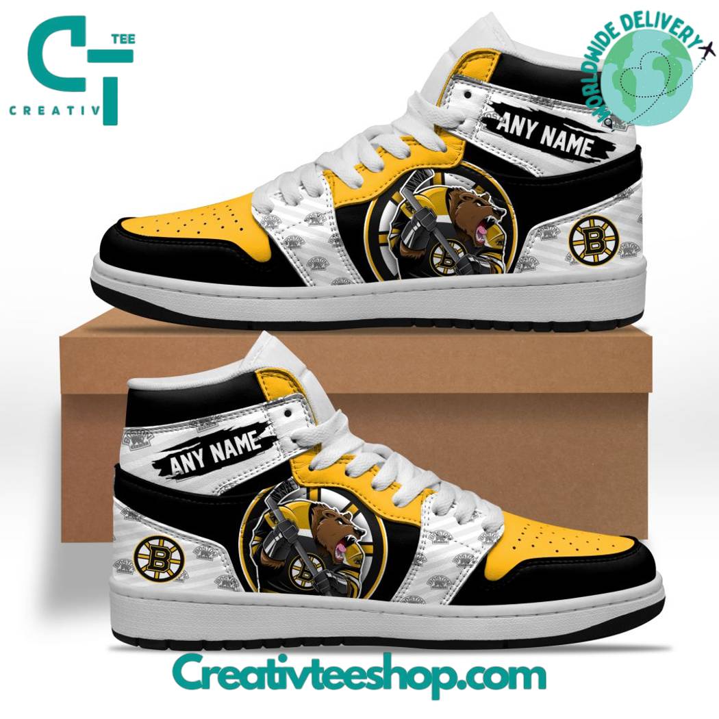 Ideafootwear Boston Bruins AJ1 High Sneakers Shoes For Men And Women 5