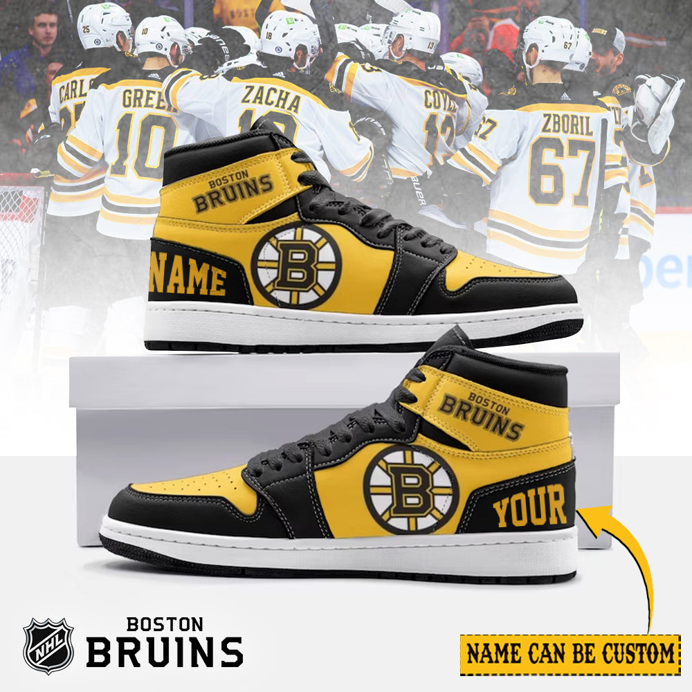 Ideafootwear Boston Bruins AJ1 High Sneakers Shoes For Men And Women 11
