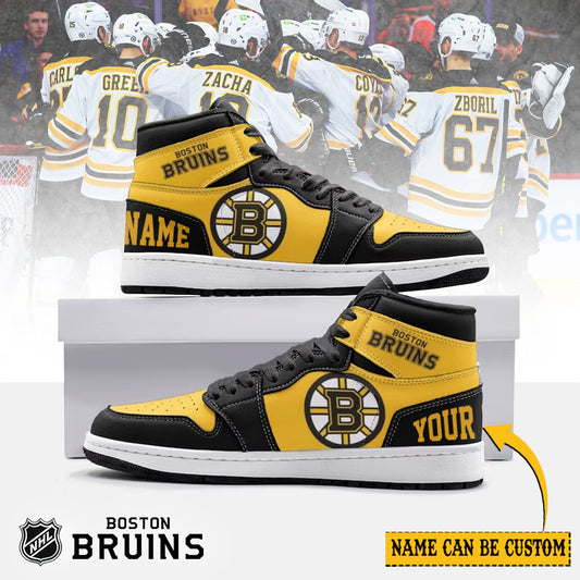 Ideafootwear Boston Bruins AJ1 High Sneakers Shoes For Men And Women 11