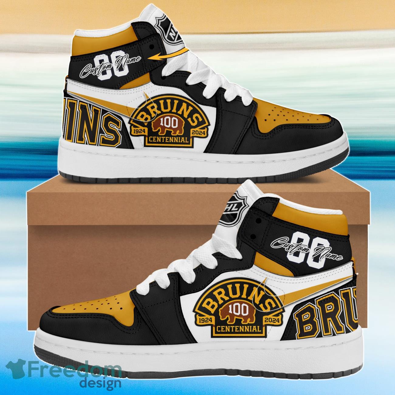 Ideafootwear Boston Bruins AJ1 High Sneakers Shoes For Men And Women 1
