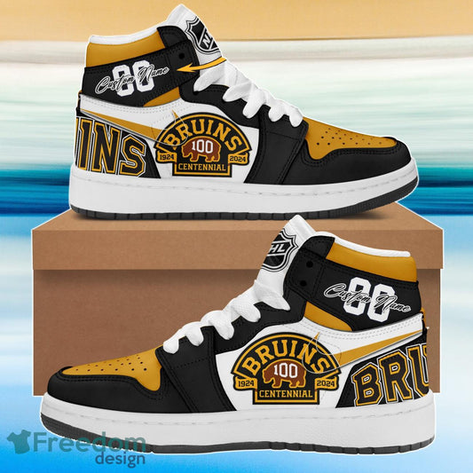 Ideafootwear Boston Bruins AJ1 High Sneakers Shoes For Men And Women 1
