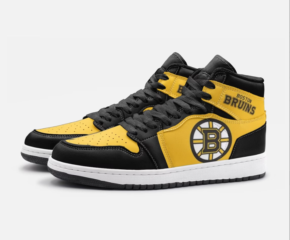 Ideafootwear Boston Bruins AJ1 High Sneakers Shoes For Men And Women 14