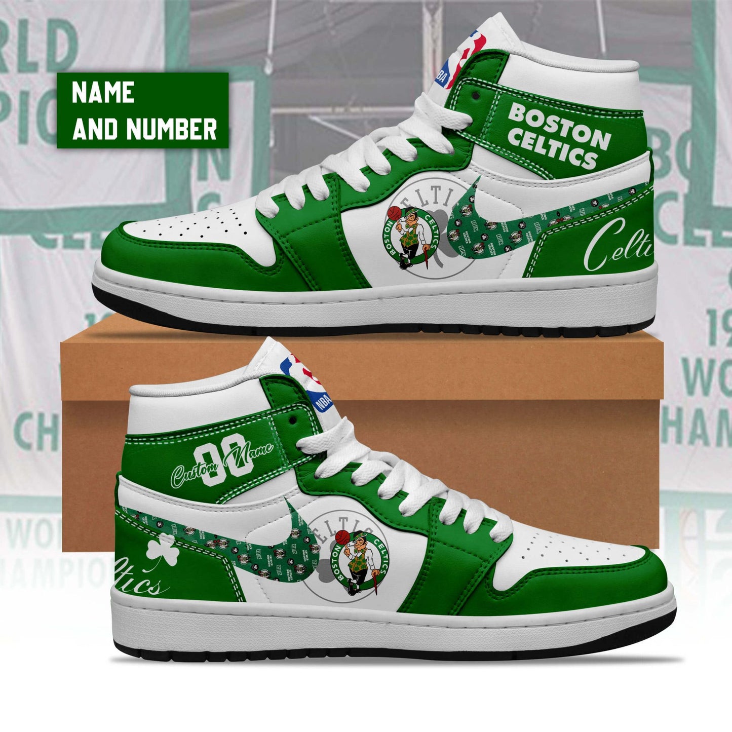 Ideafootwear Boston Celtics AJ1 High Sneakers Shoes For Men And Women 1