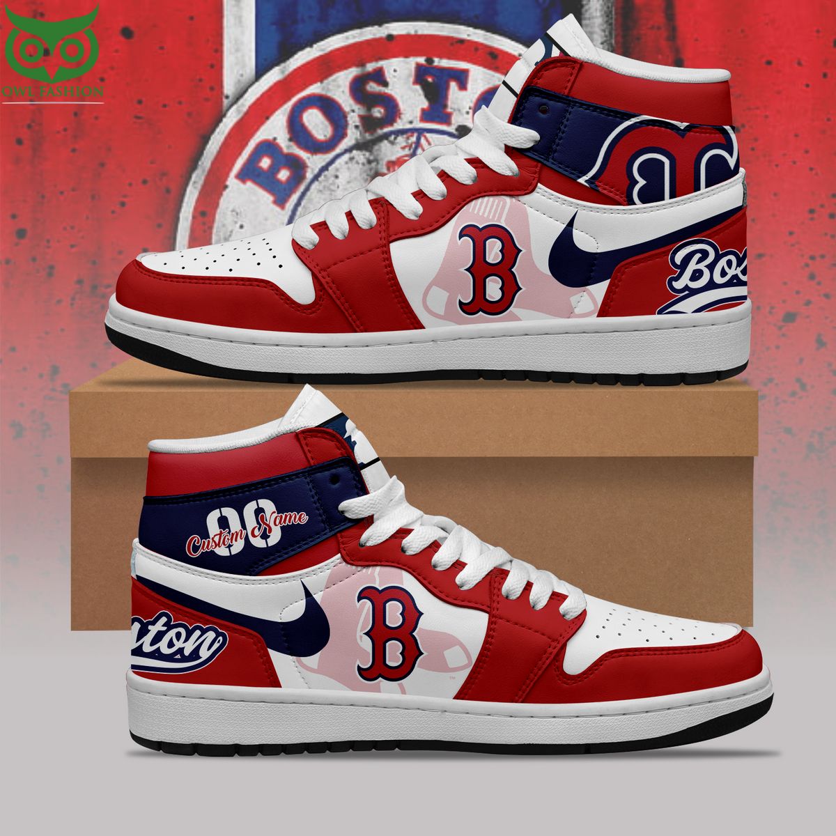 Ideafootwear Boston Red Sox AJ1 High Sneakers Shoes For Men And Women 7