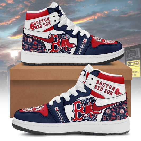Ideafootwear Boston Red Sox AJ1 High Sneakers Shoes For Men And Women 3