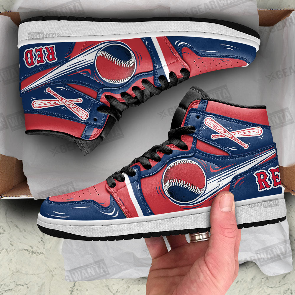 Ideafootwear Bostons Red Sox AJ1 High Sneakers Shoes For Men And Women 1
