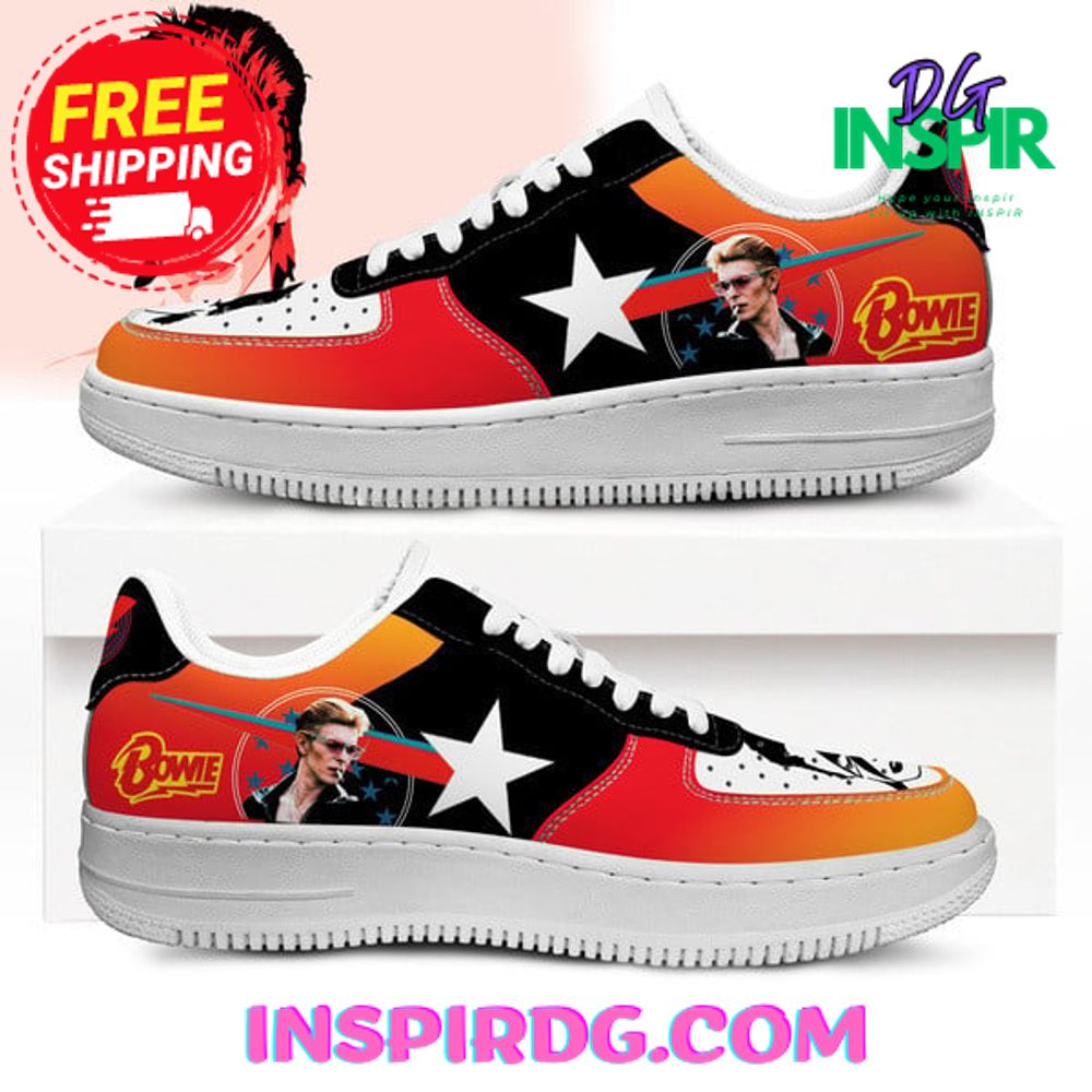Ideafootwear Bowie Star Orange Air Low-Top Sneakers Shoes For Men And Women 2