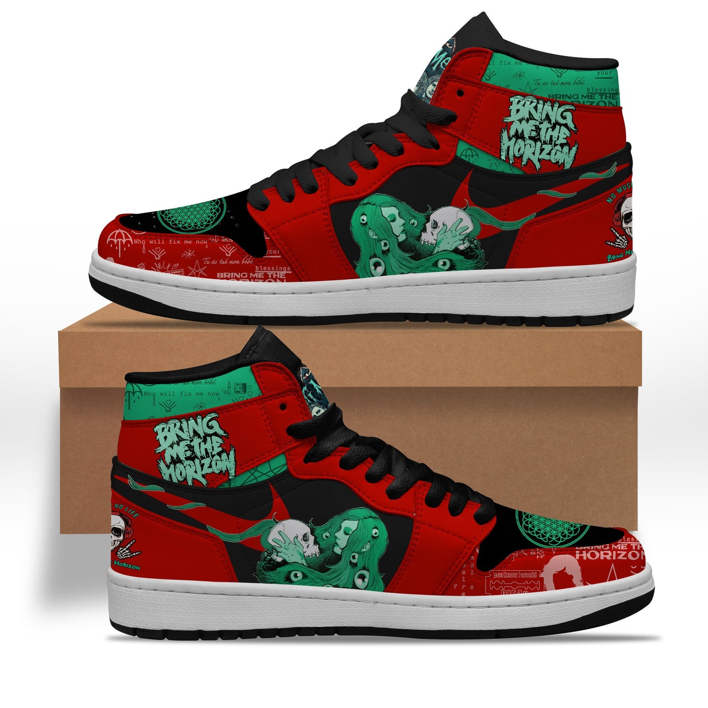 Ideafootwear Bring Me the Horizon AJ1 High Sneakers Shoes For Men And Women 10