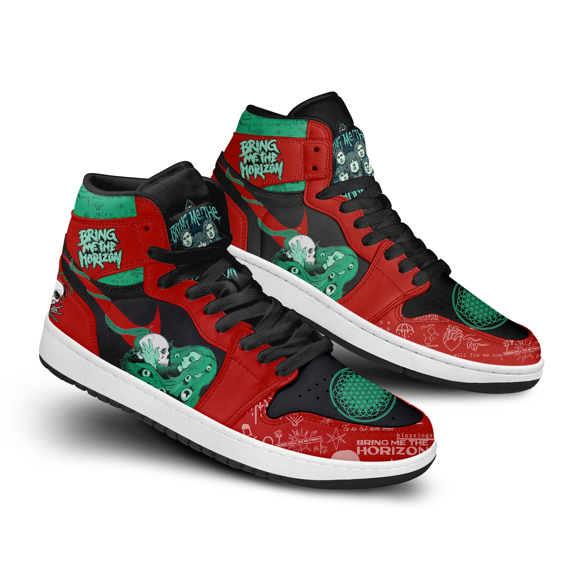 Ideafootwear Bring Me the Horizon AJ1 High Sneakers Shoes For Men And Women 10