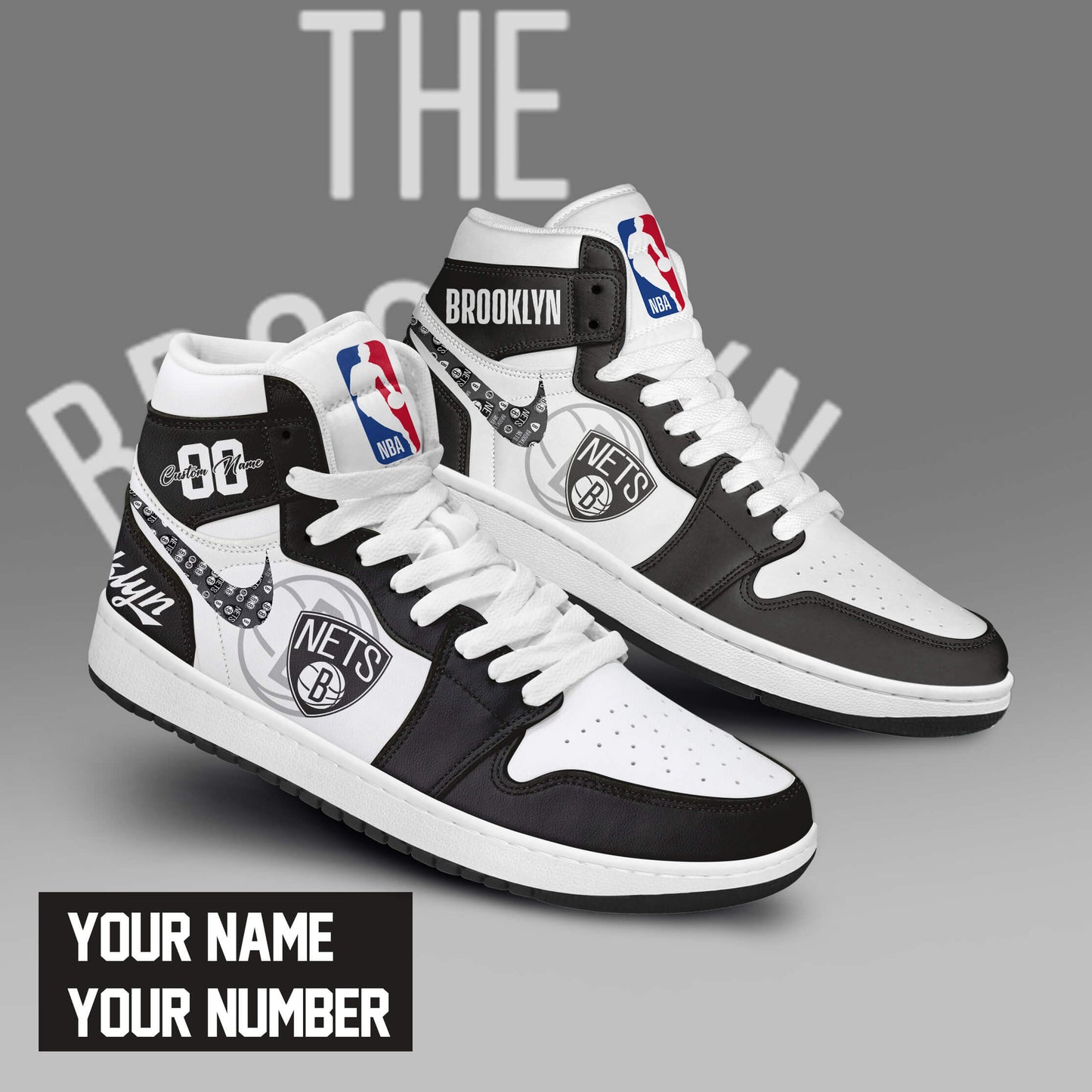 Ideafootwear Brooklyn Nets AJ1 High Sneakers Shoes For Men And Women 1