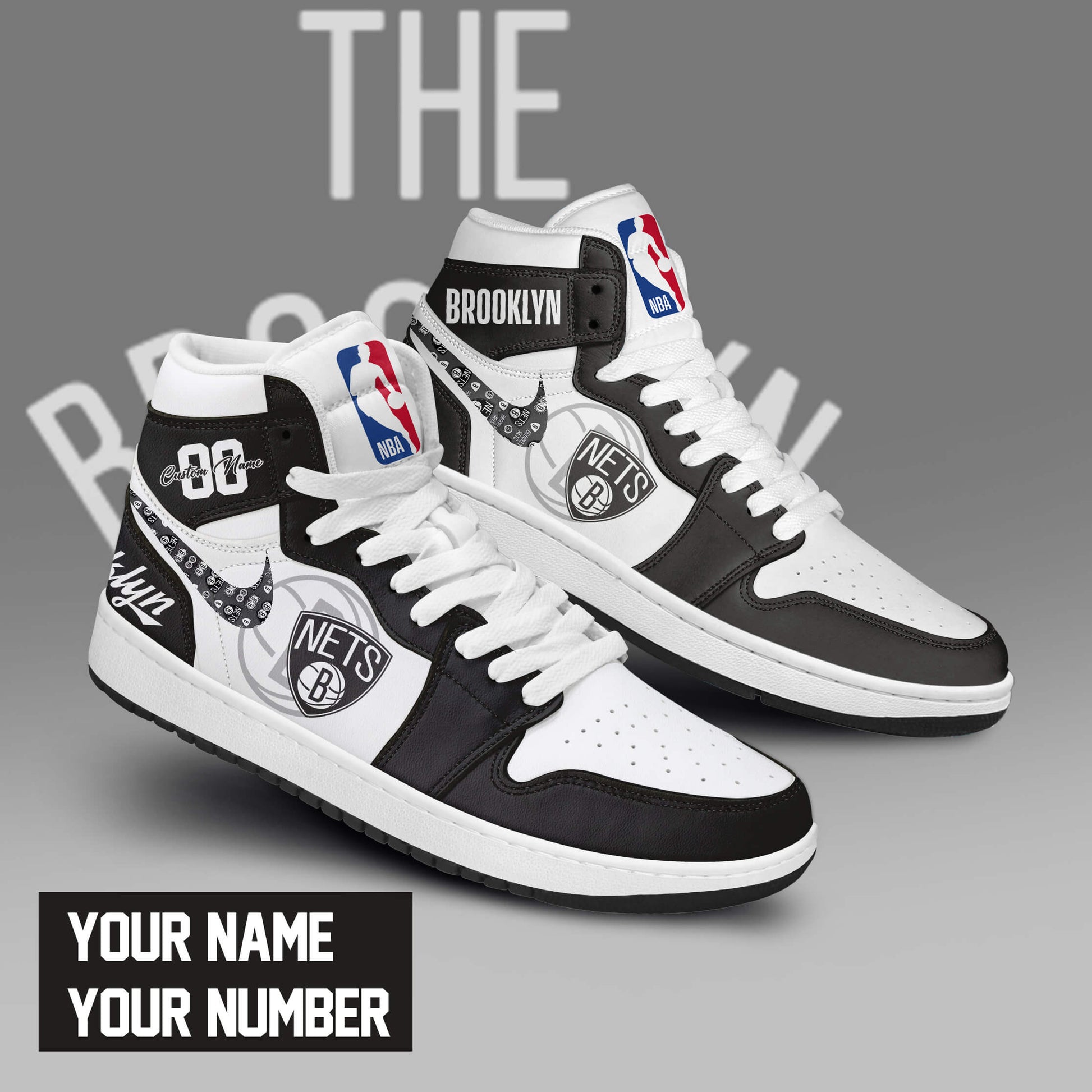 Ideafootwear Brooklyn Nets AJ1 High Sneakers Shoes For Men And Women 1