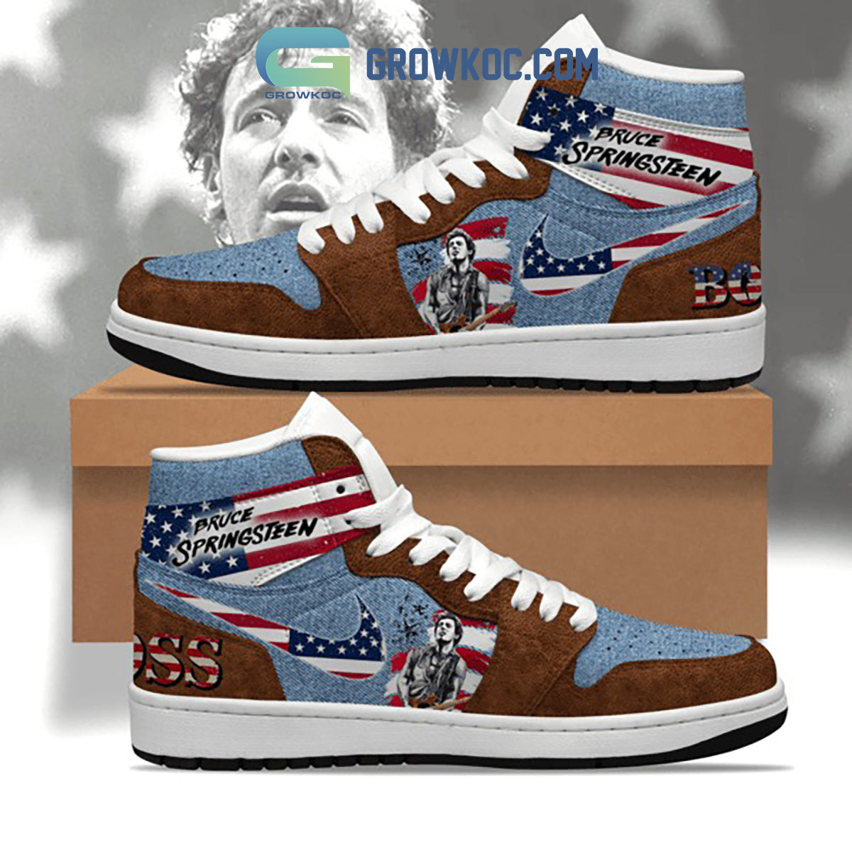 Ideafootwear Bruce Springsteen AJ1 High Sneakers Shoes For Men And Women 3