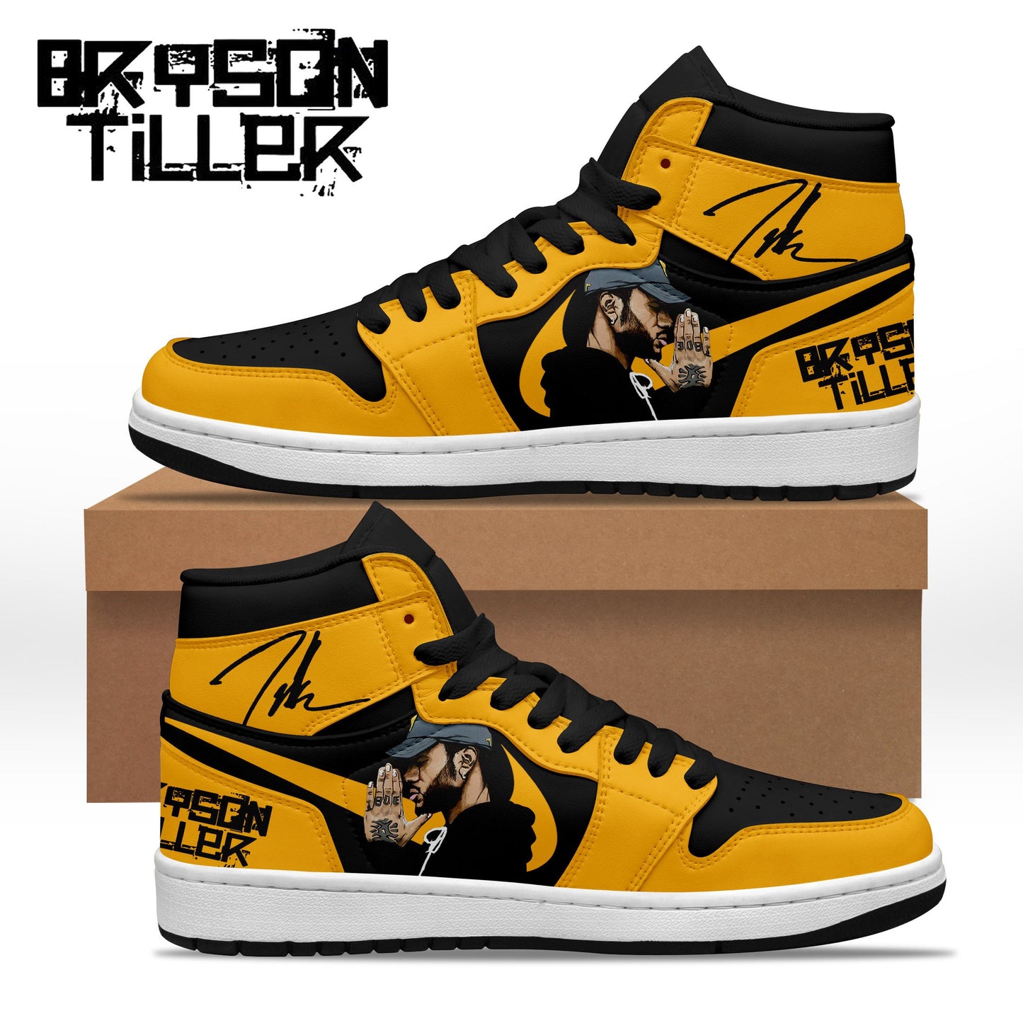 Ideafootwear Bryson Tiller AJ1 High Sneakers Shoes For Men And Women 1
