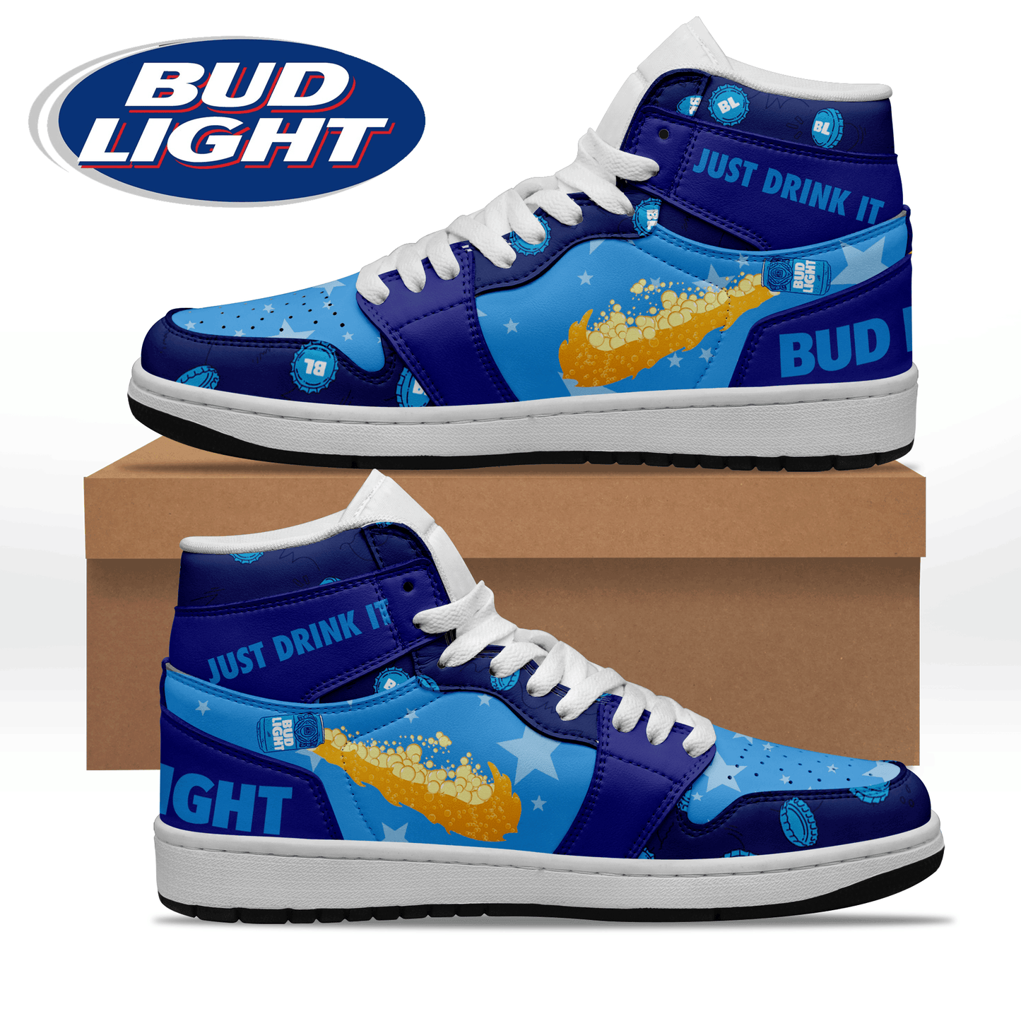 Ideafootwear Bud Light AJ1 High Sneakers Shoes For Men And Women 1