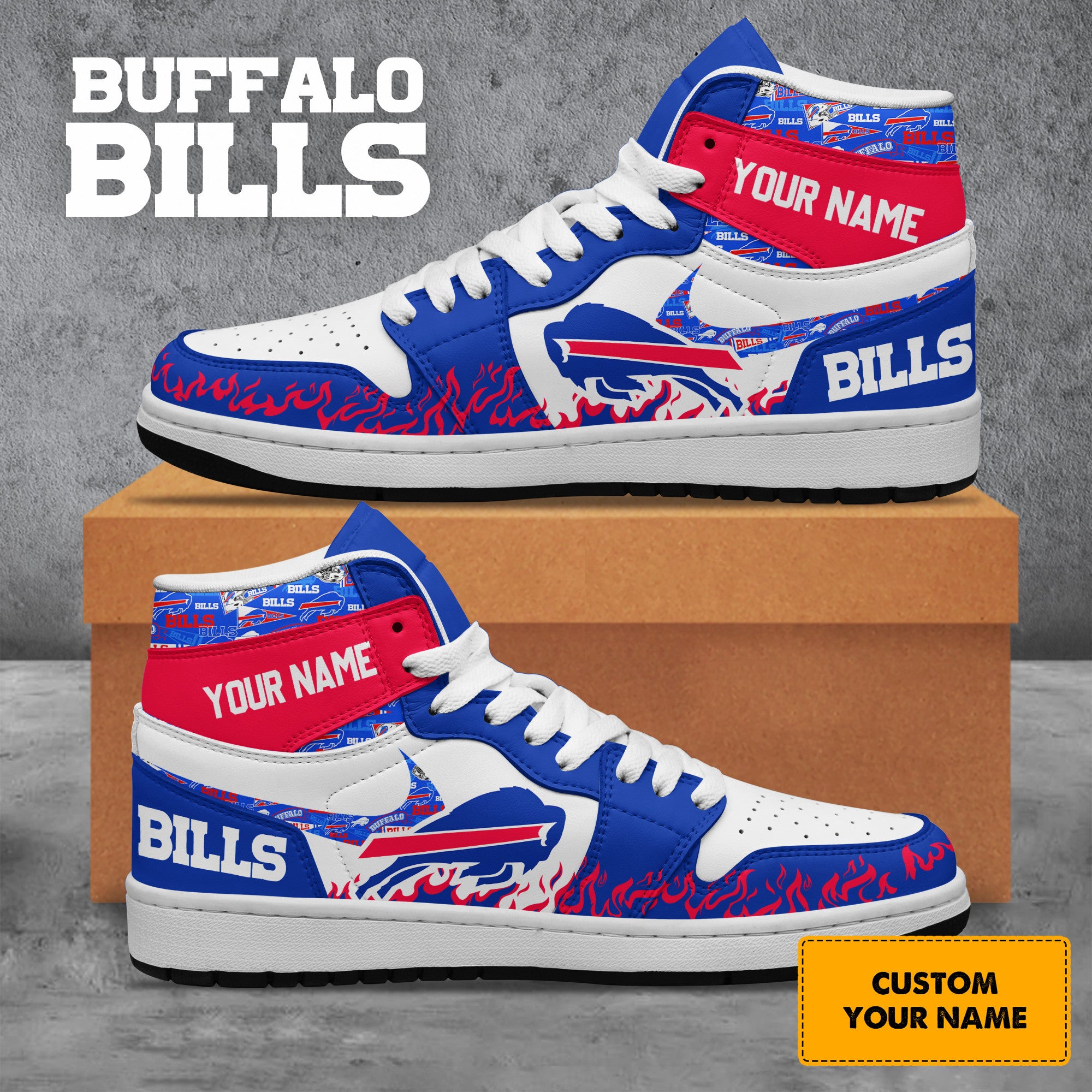 Ideafootwear Buffalo Bills AJ1 High Sneakers Shoes For Men And Women 14
