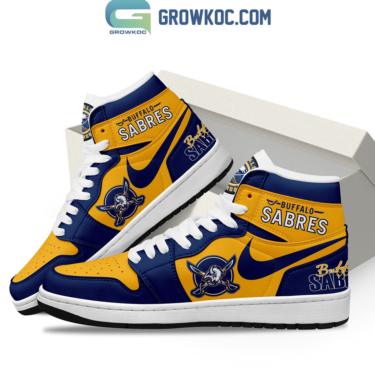 Ideafootwear Buffalo Sabres AJ1 High Sneakers Shoes For Men And Women 6