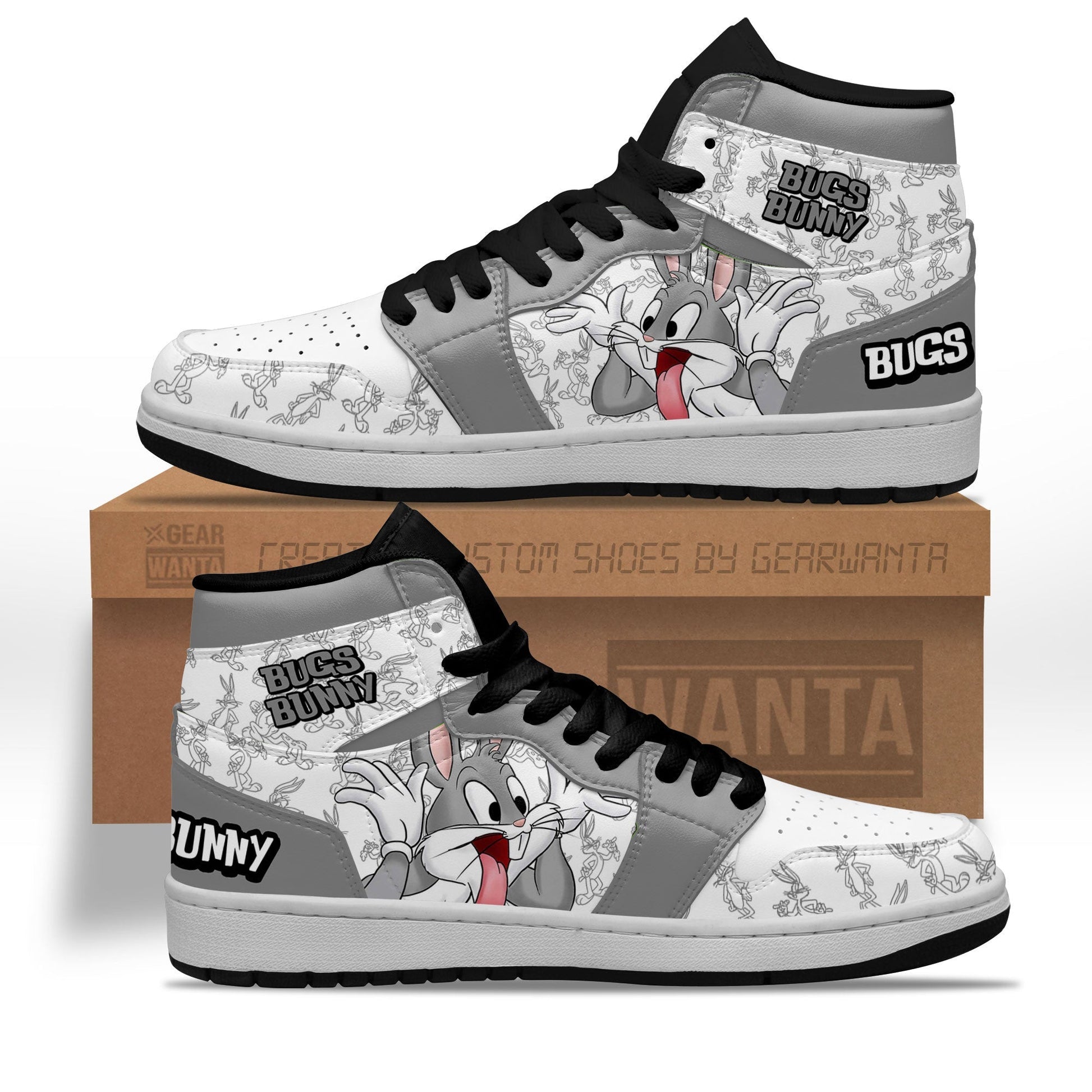 Ideafootwear Bugs Bunny AJ1 High Sneakers Shoes For Men And Women 1