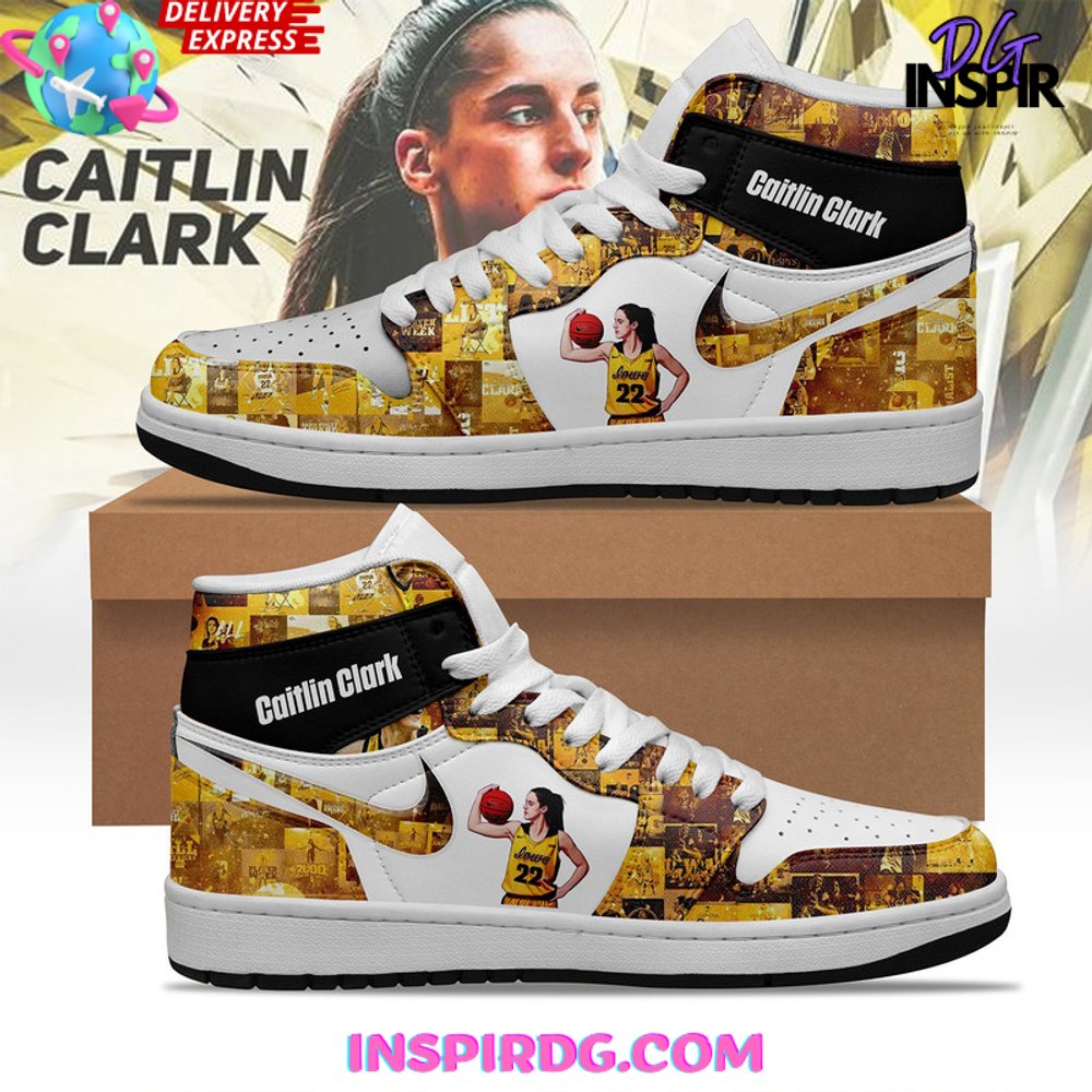 Ideafootwear Caitlin Clark IOWA Gold AJ1 High Sneakers Shoes For Men And Women 1