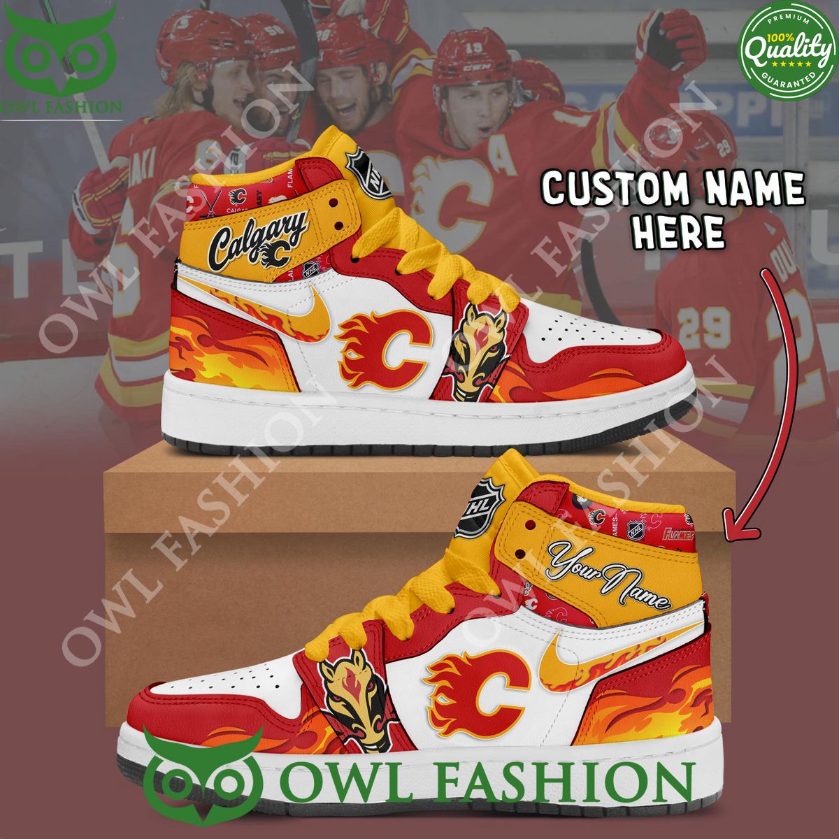 Ideafootwear Calgary Flames AJ1 High Sneakers Shoes For Men And Women 7