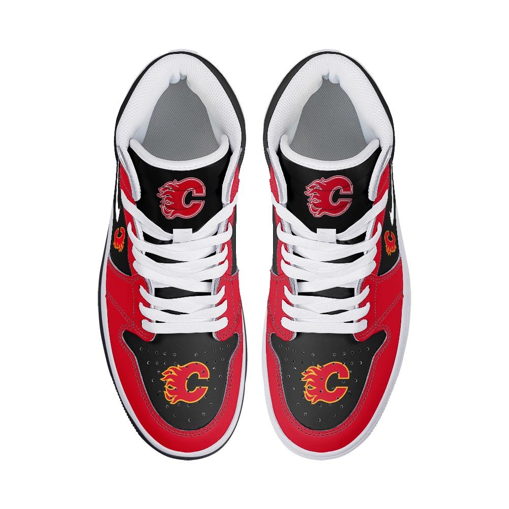 Ideafootwear Calgary Flames AJ1 High Sneakers Shoes For Men And Women 4