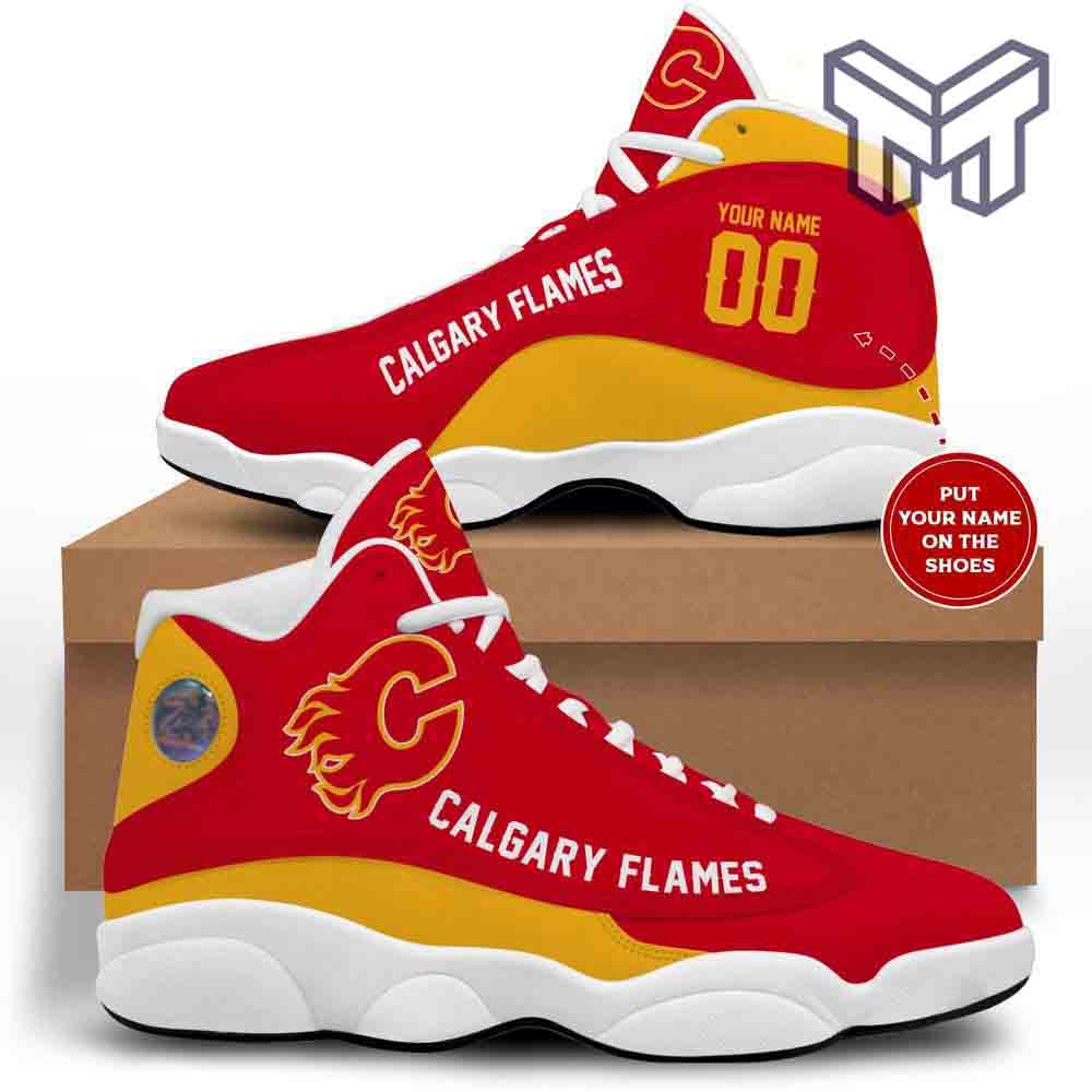 Ideafootwear Calgary Flames AJ13 Sneakers Shoes For Men And Women 1