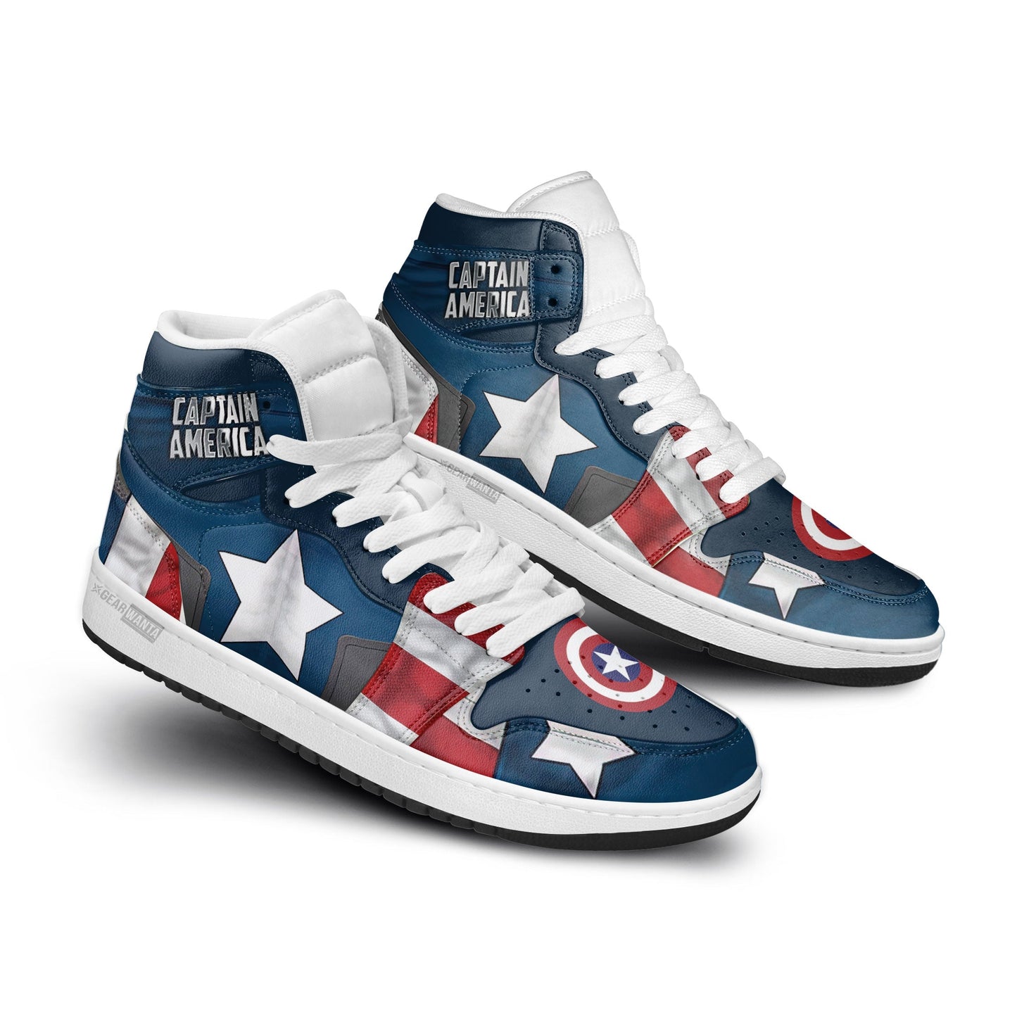 Ideafootwear Captain America AJ1 High Sneakers Shoes For Men And Women 1