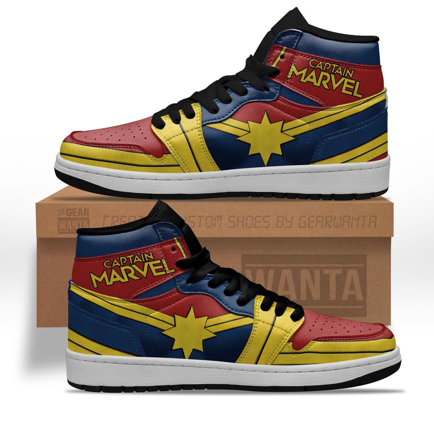 Ideafootwear Captain Marvel AJ1 High Sneakers Shoes For Men And Women 1
