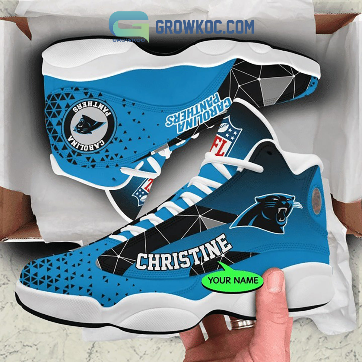 Ideafootwear Carolina Panthers AJ13 Sneakers Shoes For Men And Women 6