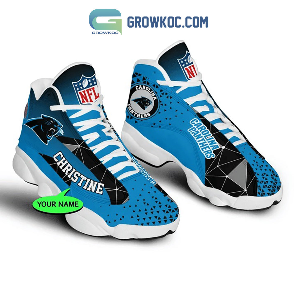 Ideafootwear Carolina Panthers AJ13 Sneakers Shoes For Men And Women 6