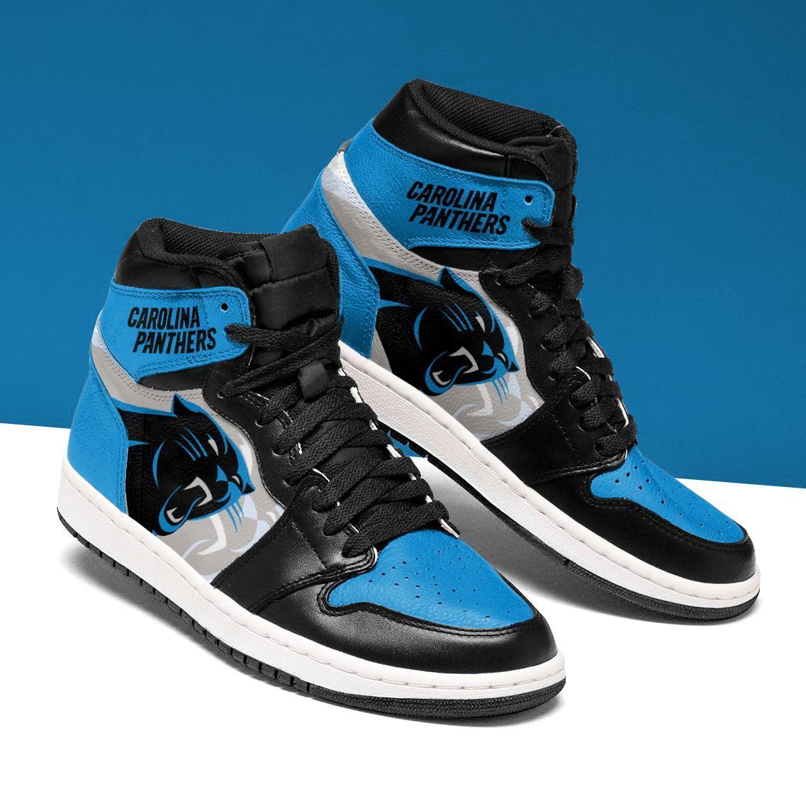 Ideafootwear Carolina Panthers NFL AJ1 High Sneakers Shoes For Men And Women 2