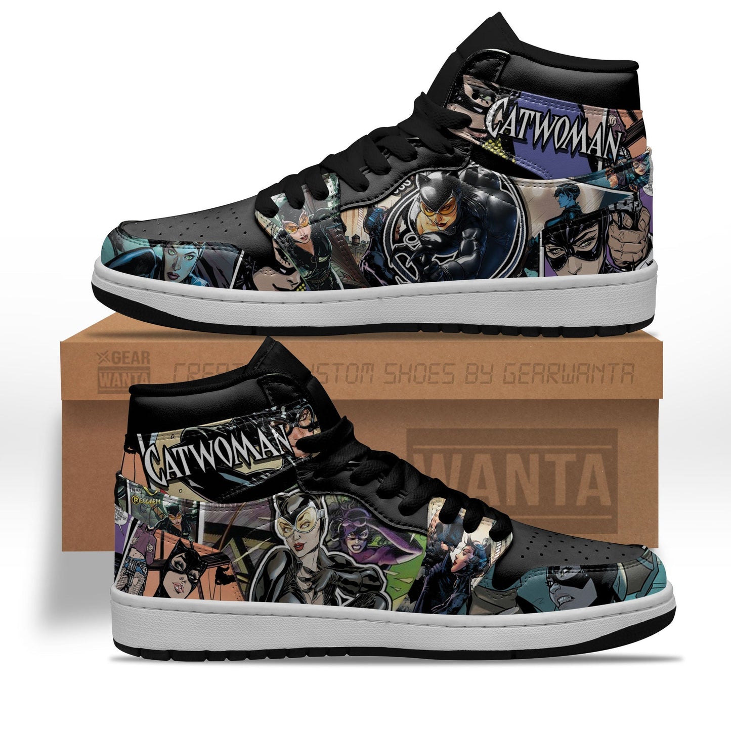 Ideafootwear Catwoman AJ1 High Sneakers Shoes For Men And Women 3