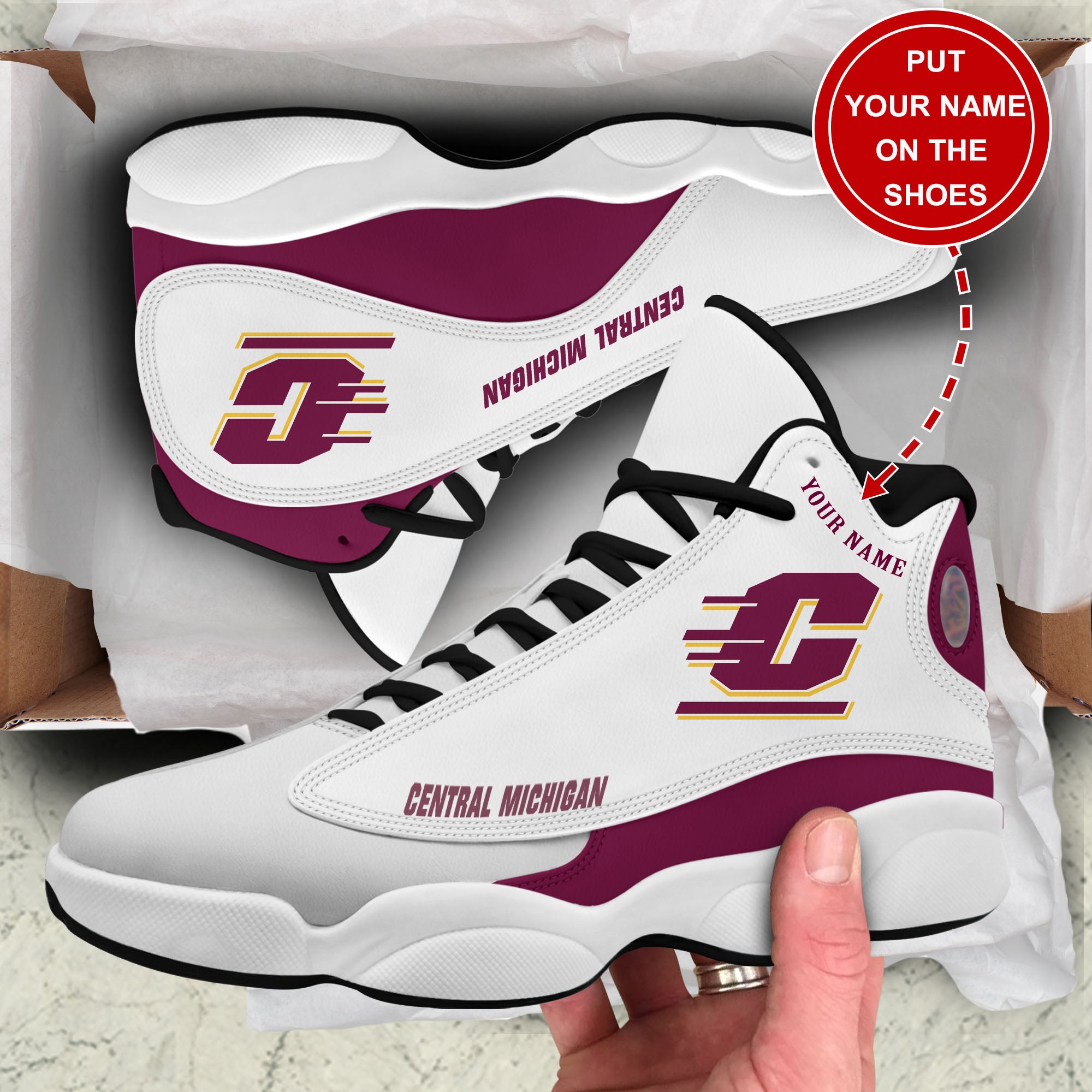 Ideafootwear Central Michigan Chippewas AJ13 Sneakers Shoes For Men And Women 1