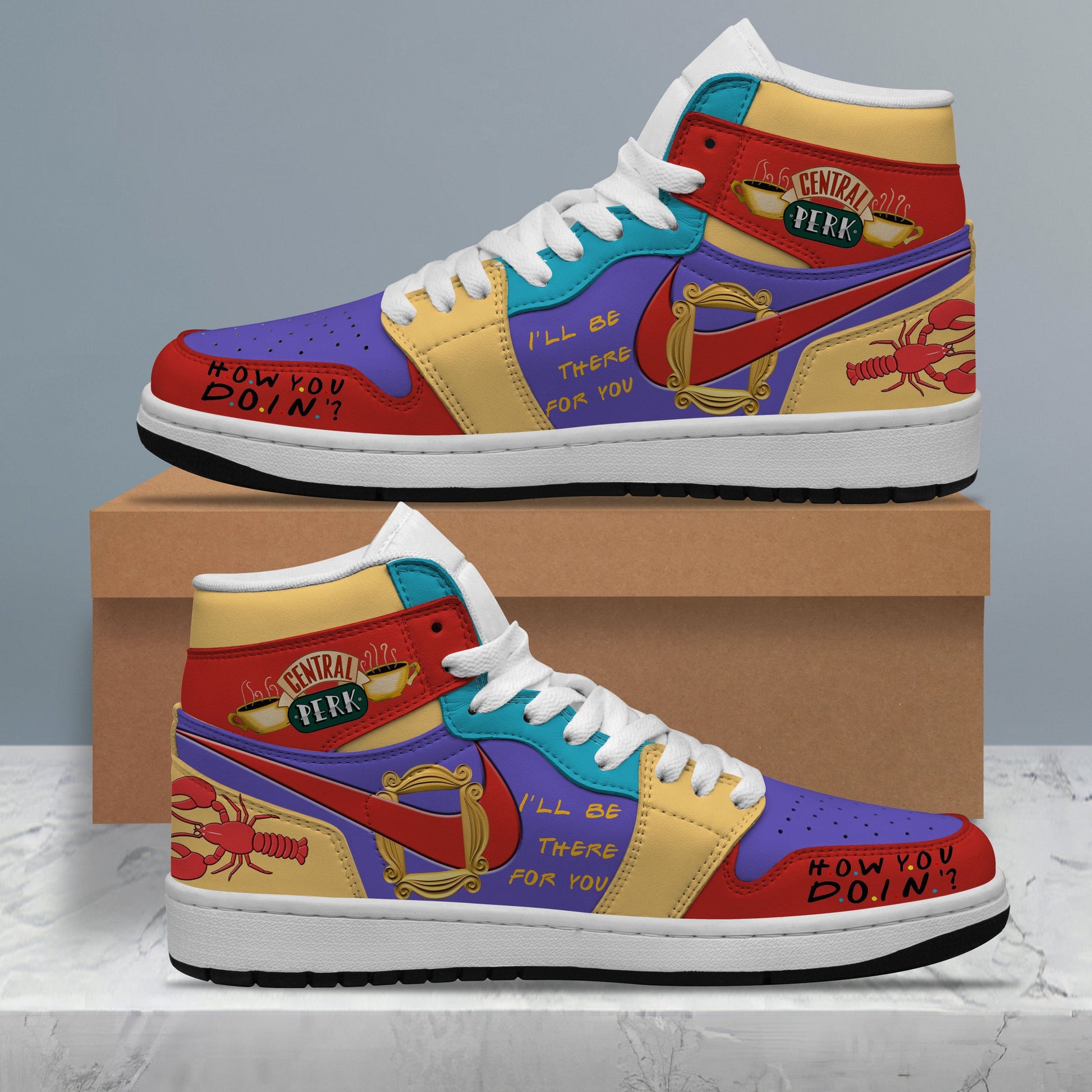 Ideafootwear Central Perk AJ1 High Sneakers Shoes For Men And Women 1