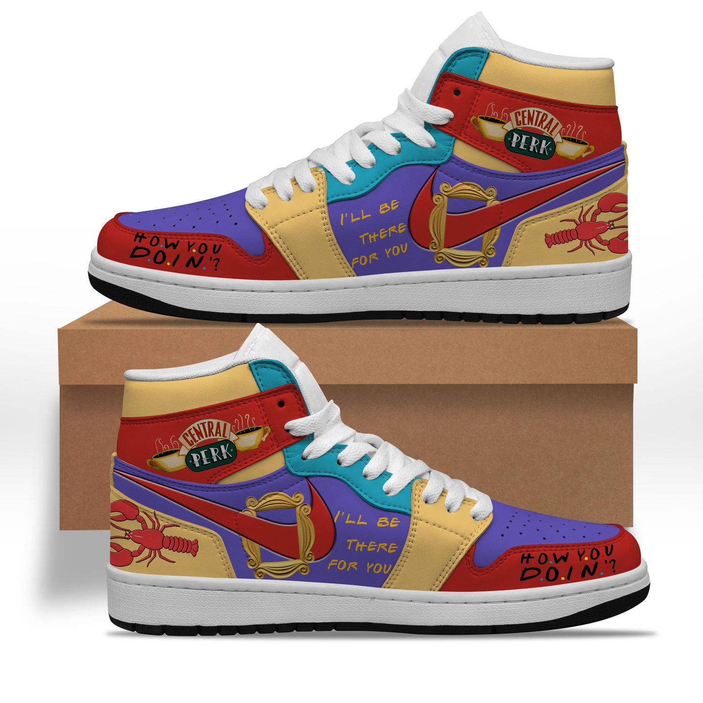 Ideafootwear Central Perk AJ1 High Sneakers Shoes For Men And Women 1