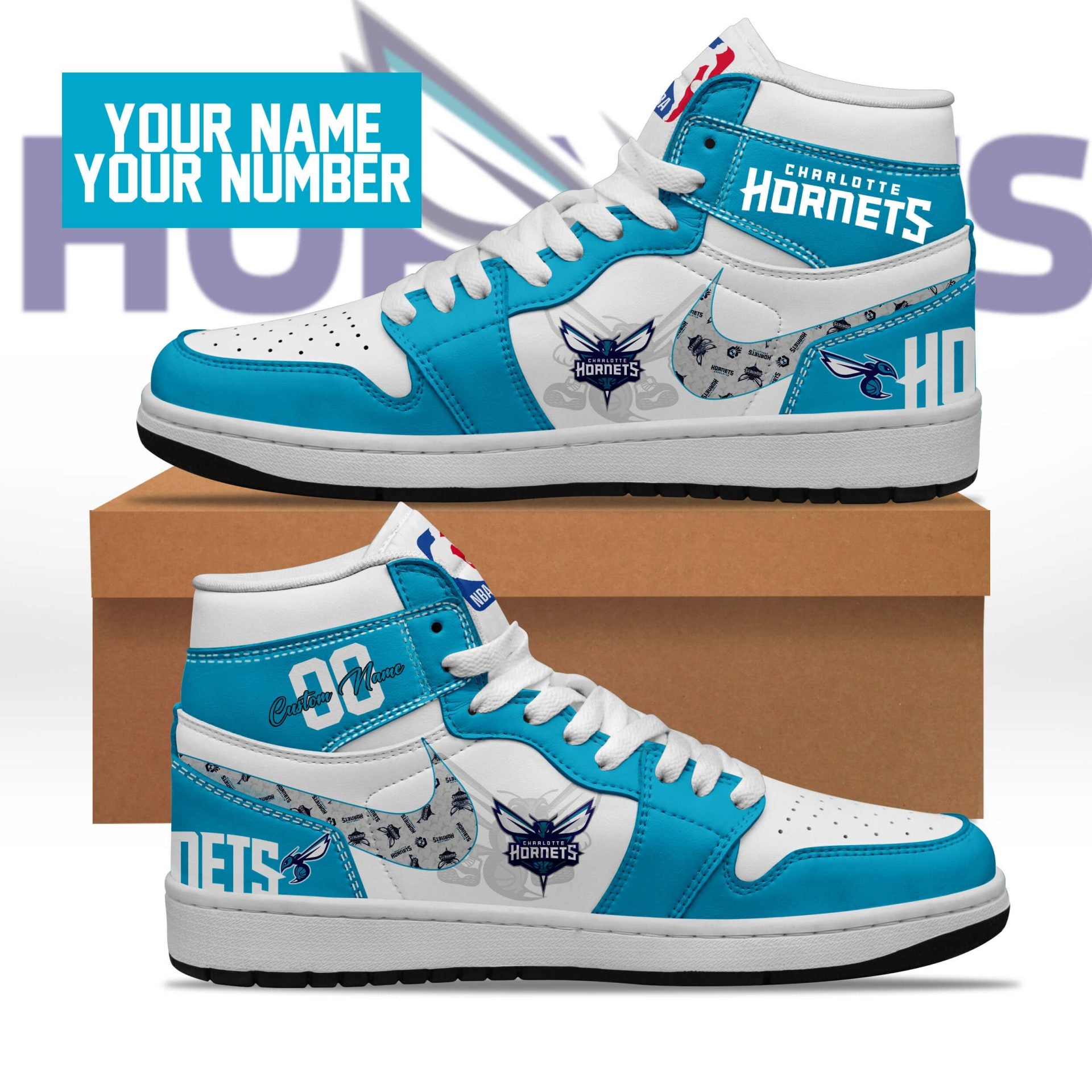 Ideafootwear Charlotte Hornets AJ1 High Sneakers Shoes For Men And Women 1