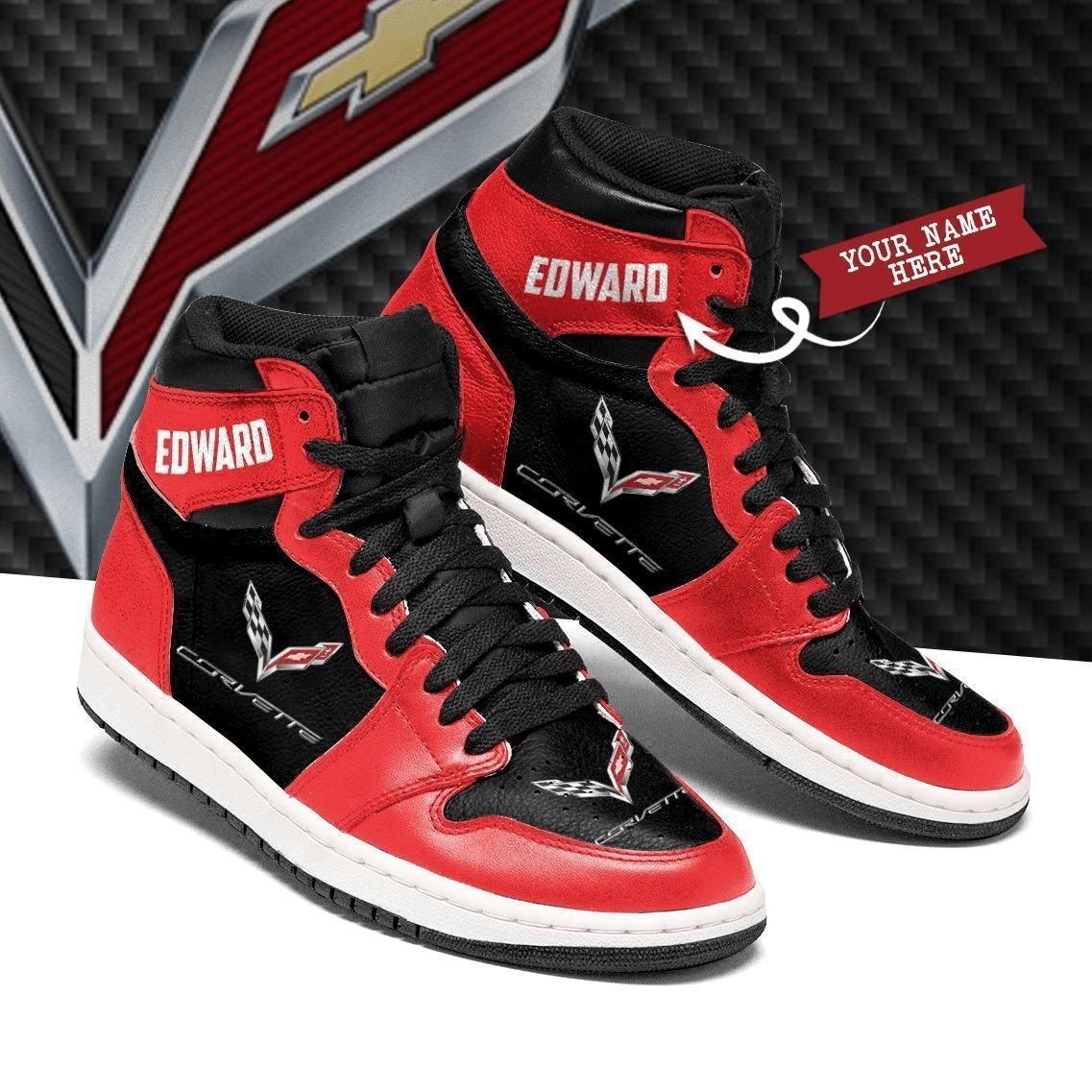 Ideafootwear Chevrolet Corvette AJ1 High Sneakers Shoes For Men And Women 3