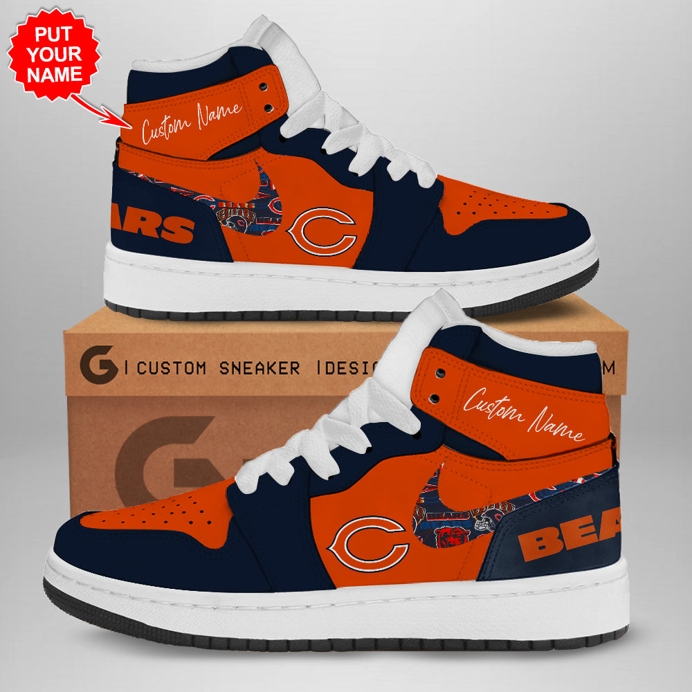 Ideafootwear Chicago Bears AJ1 High Sneakers Shoes For Men And Women 3