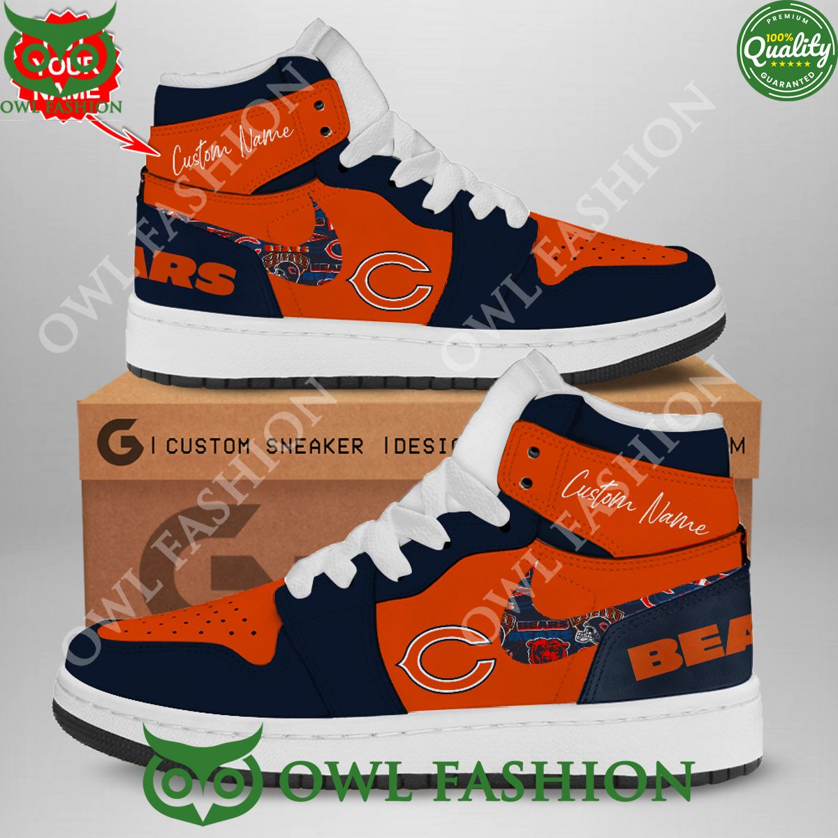 Ideafootwear Chicago Bears AJ1 High Sneakers Shoes For Men And Women 10