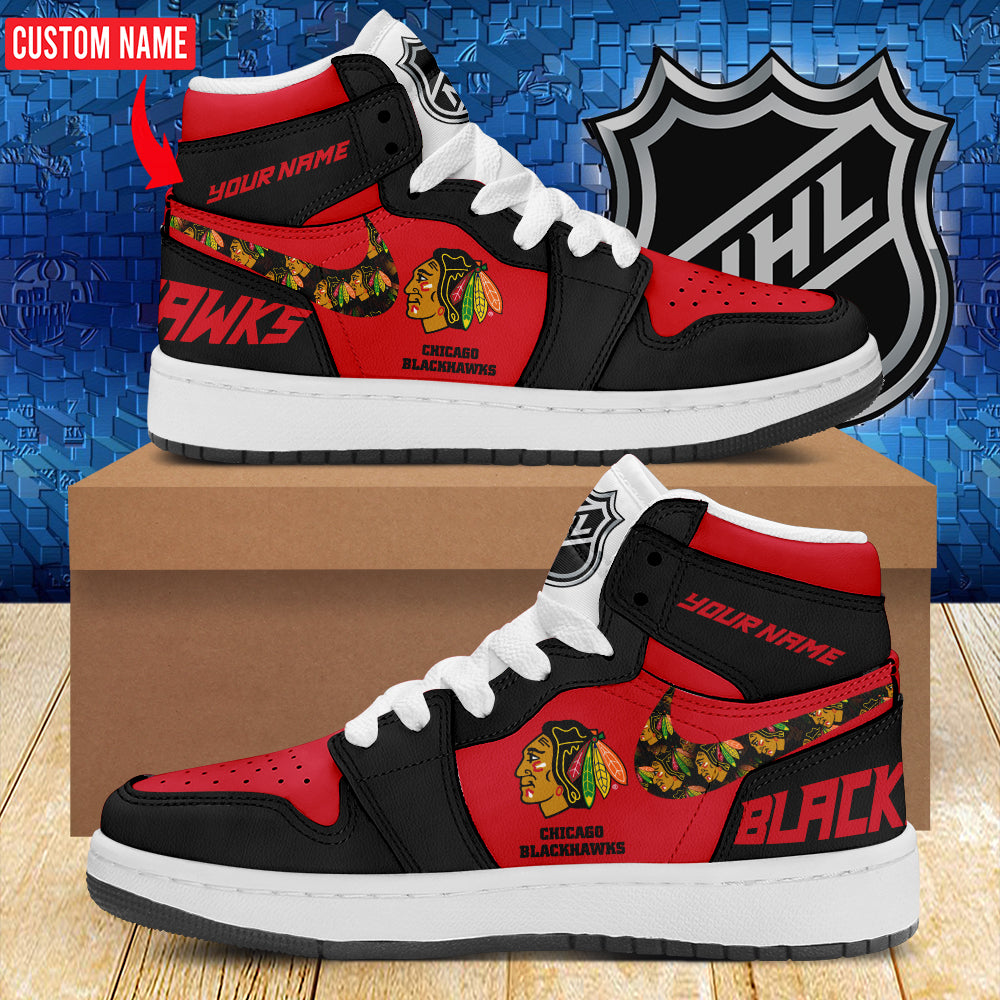Ideafootwear Chicago Blackhawks AJ1 High Sneakers Shoes For Men And Women 5