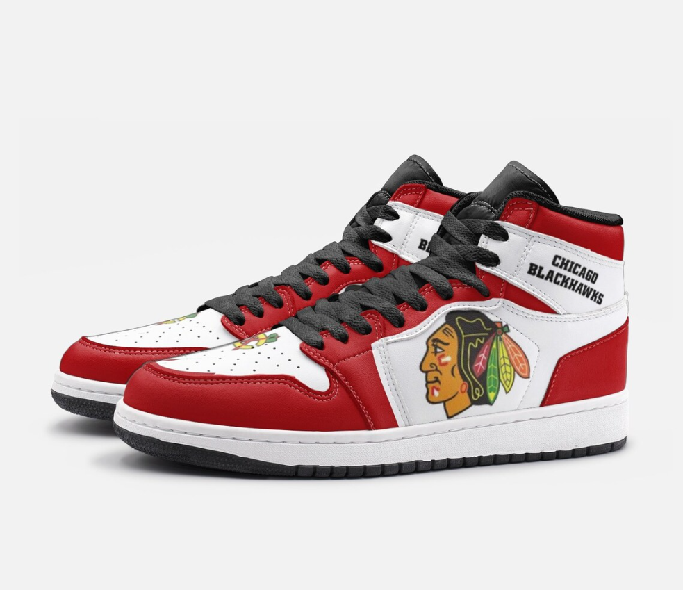 Ideafootwear Chicago Blackhawks AJ1 High Sneakers Shoes For Men And Women 6