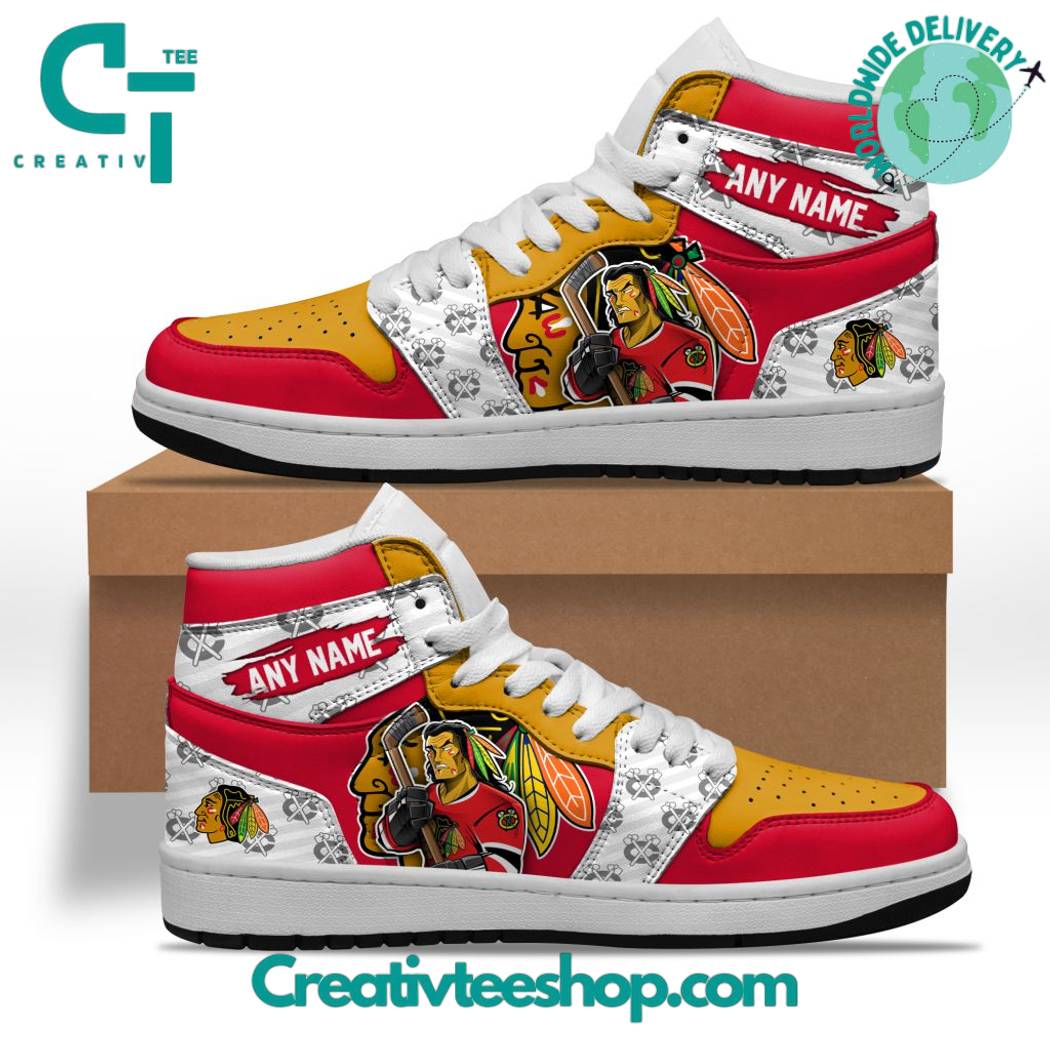 Ideafootwear Chicago Blackhawks AJ1 High Sneakers Shoes For Men And Women 2