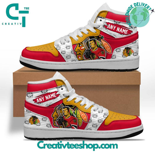 Ideafootwear Chicago Blackhawks AJ1 High Sneakers Shoes For Men And Women 2