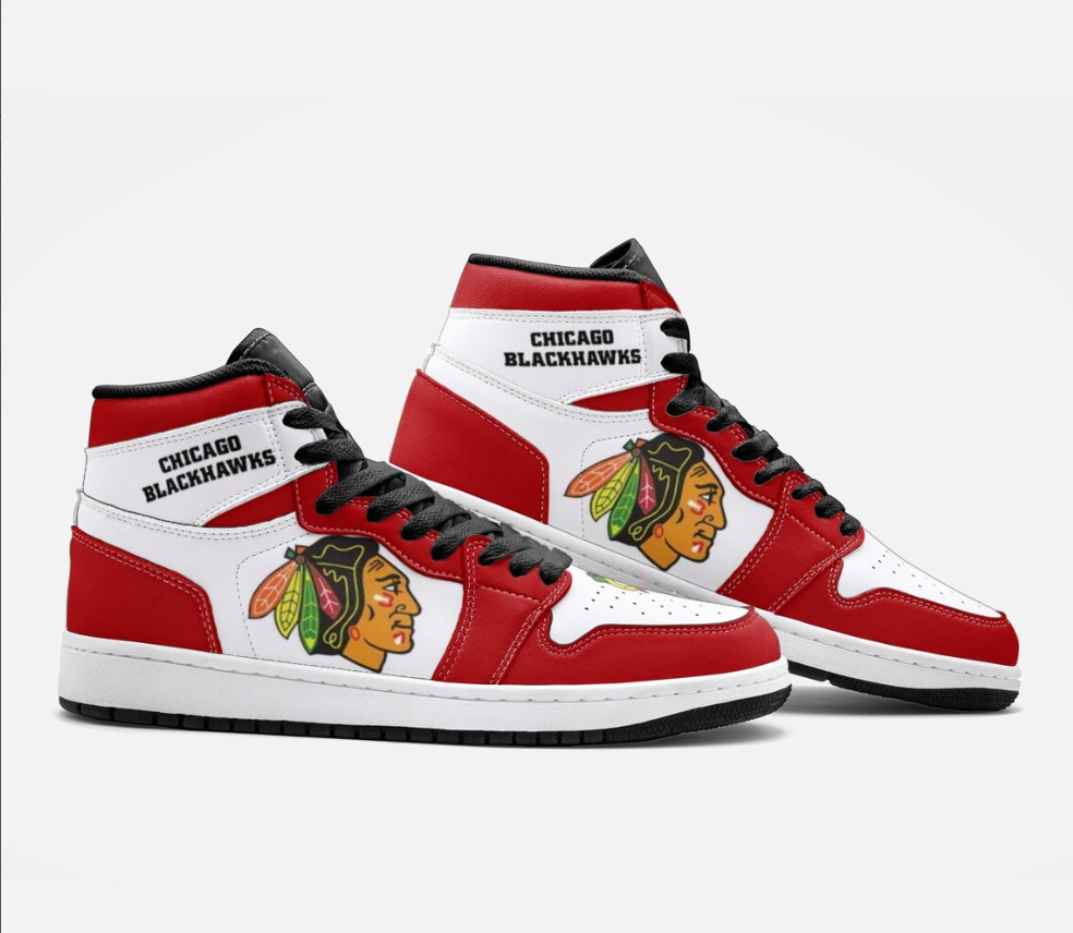 Ideafootwear Chicago Blackhawks AJ1 High Sneakers Shoes For Men And Women 6
